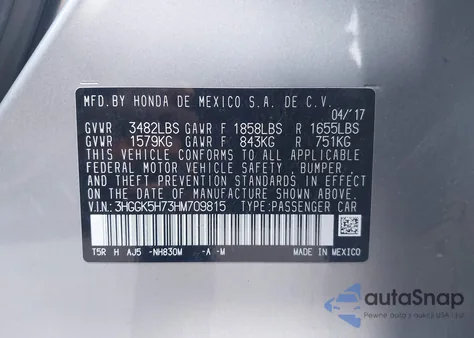 2017 Honda Fit Ex z USA, uszkodzony, nr VIN 3HGGK5H73HM709815